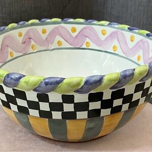 McKenzie Childs Vintage Picadilly 9” Ceramic Mixing Bowl